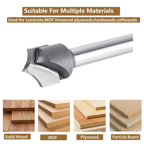 Quarter Inch Shank Roundover Router Bit With Half Inch Cutting Diameter And Quarter Inch Radius Carbide Two Flute Bead Roundover Bit for CNC Woodworking