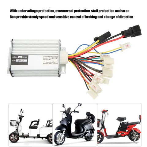 36V 800W Brushed DC Motor Speed Controller for Electric Bikes and Scooters with Aluminum Alloy Case and Wires