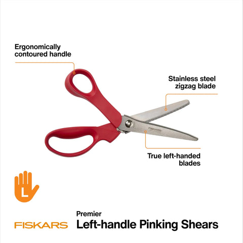 Left Handed Pinking Shears For Fabric And Crafts, 8 Inch, Zigzag Blades That Prevent Fraying, Pro Grade Stainless Steel, True Left Hand Ergonomic Design With Contoured Handle For Maximum Control And Comfort