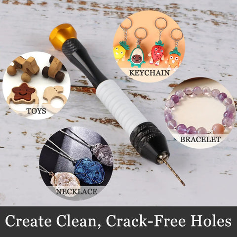 Pin Vise Hand Drill Set With 25 Micro Drill Bits 0.6mm To 2.5mm for creating clean holes in toys, keychains, bracelets, necklaces.