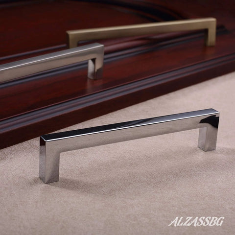 Polished Chrome Cabinet Pulls 5 Inch 127mm Hole Centers Solid Hardware For Cabinets Drawers Dressers Wardrobes Square Kitchen Handles