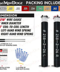 Pair Of 0.218 In Wire Size Heavy Duty Garage Door Torsion Springs Set With Non Slip Winding Bars And Gloves Black Coated Without Oil