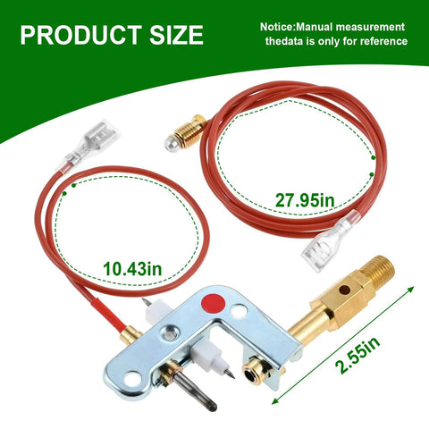 Front-view pilot assembly replacement kit with red hoses, mounting bracket and brass fittings for Mr Heater MH9B/MH9BX.