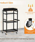 Side view of 4 Tier Tool Organizer Cart With Magnetic Tool Holder Strip, heavy duty rolling workshop cart for garage, 300 lb utility rack.