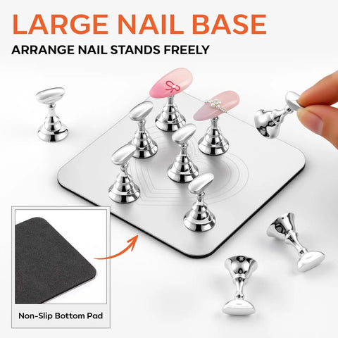 Magnetic Nail Stand For Press On Nails With A Large Flat Metal Base That Holds Ten Tips At Once Stable Holders For Nail Art Practice