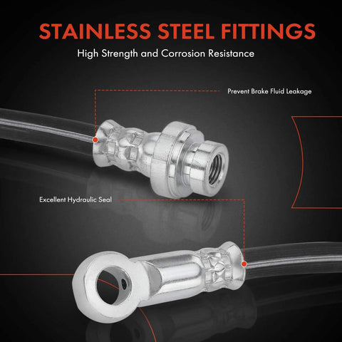 Front Driver Brake Hydraulic Hose Compatible With Chrysler Avenger 2008 2014 showing stainless steel fittings