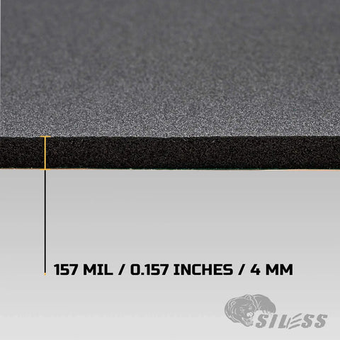 Close-up of Badass 4mm Car Sound Deadening Heat Insulation Mat 36 Square Feet Closed Cell Polyethylene Foam PE showing thickness.