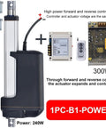 Heavy Duty Electric Linear Actuator Motor DC 24V With Stainless Steel Rod IP67 Waterproof Rated, includes controller and power supply.