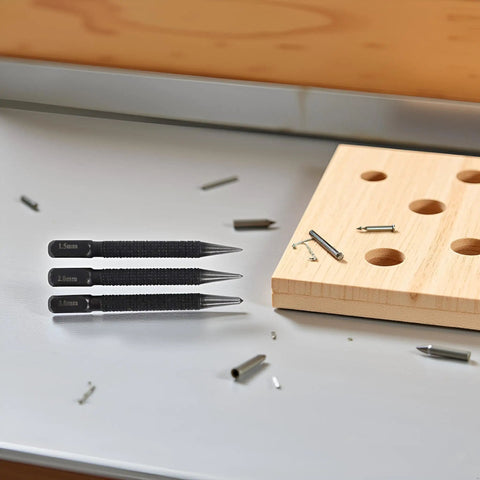 3 Piece Center Punch Set With 4 Inch High Carbon Steel Black Finish Pro Grade Hand Tools For Marking Metal Wood And Alloy Surfaces