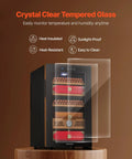 Electric Humidor For Home Use 48L Cigar Cabinet with cooling temperature control, 350 count capacity, Spanish cedar shelves inside