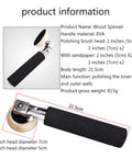 Handheld Wood Turning Lathe Sander With Rotating Spindle Head And 1.5 Inch 2.2 Inch Sanding Discs showing grip and polishing brushes.