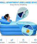 Inflatable Bathtub For Adults Freestanding Portable Foldable Spa Tub With Air Pump Perfect For Hot Soak Or Ice Bath At Home Spacious 63 By 33 By 25 Inches Cup Holder And Zip Up Cover