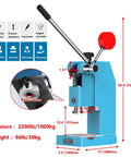 Heavy Duty Manual Arbor Press Built Like A Tank With Cast Iron For Stamping Punching Jobs Up To 2000 Pounds Capacity side view with dimensions