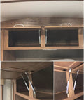 Damn Solid 10 Pack 100N Gas Struts Smooth Pneumatic Cabinet Door Lift Supports with installation view in wooden cabinet.