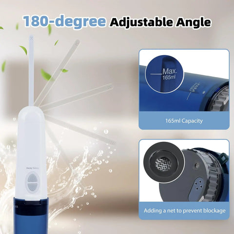 Portable Travel Bidet On The Go High Pressure Handheld Electric Sprayer USB Rechargeable detail of 180-degree angle.