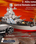 Dope RC Warship Battleship For Lakes And Rivers 1:390 Scale Remote Control Boat with controller showing 2.4GHz signal