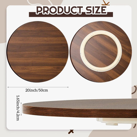 Solid Piece 20 Inch Black Walnut Lazy Susan Serving Tray Featuring A Smooth Operator Rotating Turntable Platform With Heaps Of Space For Condiments And Dinner Parties product size display