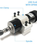 52mm Spindle Clamp Mounting Bracket for CNC Milling Machines and Spindle Motors, showing spindle and clamp with locking slot.