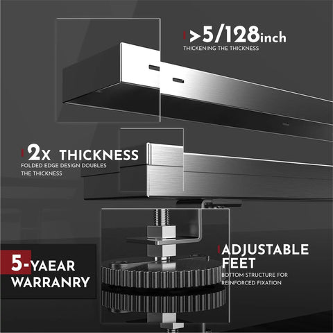 Close-up of 12 Inch Linear Shower Drain Kit With Rectangular Floor Drain Reversible 2-In-1 Cover Tile Insert Grate showcasing thickness and adjustable feet.