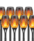 Eight Pack Solar Flickering Flame Torches For Outdoors Waterproof Garden Lights for yard patio and pathway decor set of eight