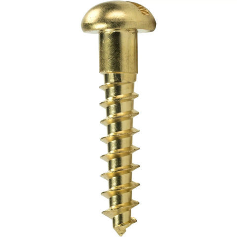 Top Shelf Heavy Duty Solid Brass Wood Screws Featuring Round Head Slotted Drive And Partially Threaded Design built tough, 1 inch long.