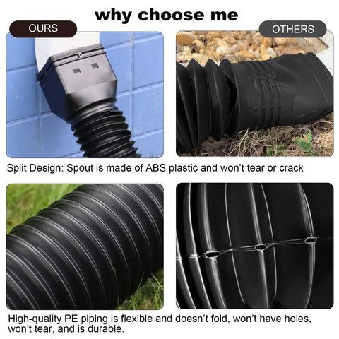Black 1 Pack Flexible Rain Gutter Downspout Extension Extender From 21 To 68 Inches Heavy Duty PE Material Comparison