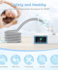 2 Pack CPAP Hose Universal Tubing Six Foot 72 Inch 22mm Ends Fits Most CPAP BiPAP and BiLevel Machines Durable Flexible Leakage Free Gray Sleep Setup Accessory shown connected to CPAP machine.