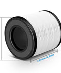 3-In-1 Replacement Filter For FULMINARE PU-P05 And Purivortex AC201B Air Purifiers, cylindrical design, dimensions labeled