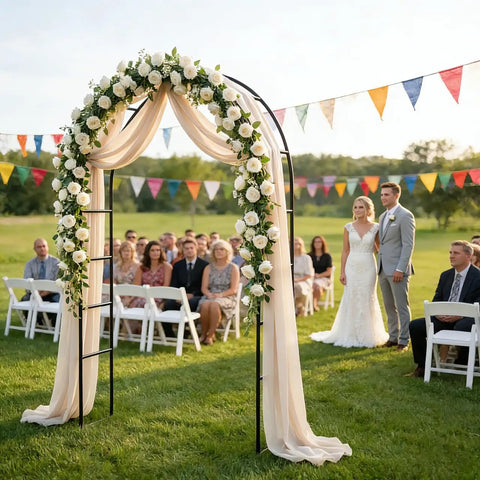 Sturdy Iron Garden Pergola Arbor 7.9 Feet High By 4.6 Feet Wide With Freely Adjustable Two Size Options Ideal Wedding Garden Arch
