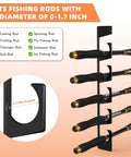 Heavy Duty Fishing Rod Rack Wall Or Ceiling Mount Set Holds Up To 10 Rods, Metal Tackle Storage Organizer with rods mounted