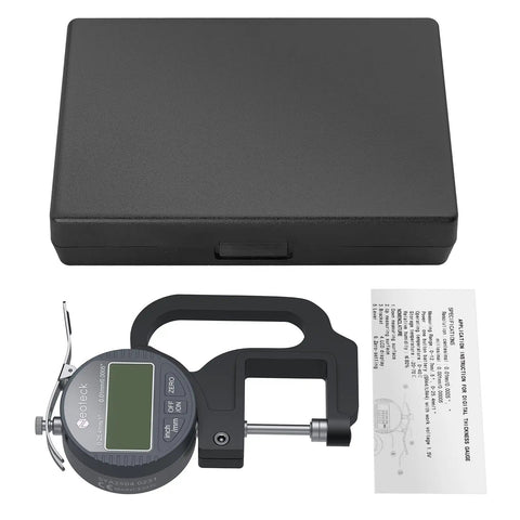 Digital Thickness Gauge With 1 Inch Range, 0.0005 Inch Resolution, 0.01 mm Accuracy, Ultra Fast Response For Wood Metal Plastic, Bang-On Readings For Pros And DIY Makers, No Guesswork, with case and manual