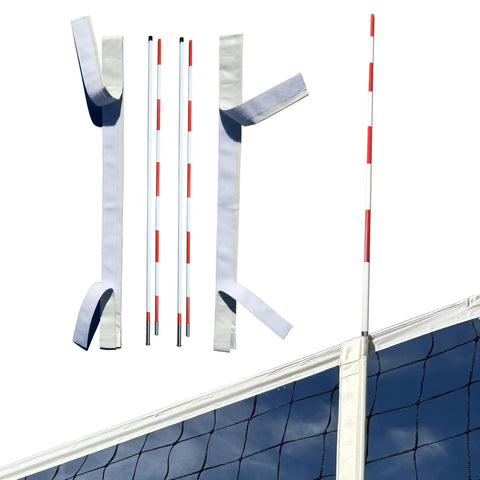Portable Fiberglass Volleyball Antenna Set For Indoor And Beach Games With Foldable Poles And Hook And Loop Sleeves