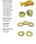 Hex Cap Screws Nuts Washers And Lock Washers Assortment Kit 380 Pieces In Sizes One Quarter Inch Five Sixteenths Inch Three Eighths