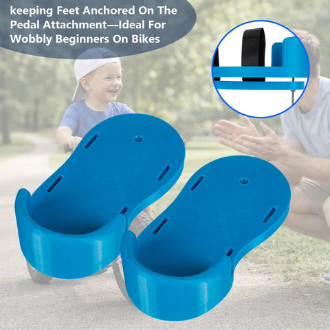 Bike Pedal Stabilizers For Children Tricycle Pedal Supports with non-slip foot plate in blue, ideal for kids with mobility challenges.