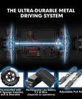 1/16 Scale Brushless 4x4 RC Truck With Dual Lipo Batteries, Off Road Rampage Ready, showing durable metal driving system