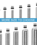Various sizes of stainless steel fully threaded rods including 1 Pack M16 2 Mm Pitch Fully Threaded Rod Studs 300 Mm Long, ideal for DIY