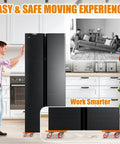 Heavy Duty Furniture Movers And Rolling Dolly Kit Built For Brutally Heavy Loads with refrigerator on dolly in kitchen.