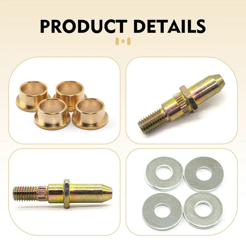 4 Piece Door Hinge Pin And Bushing Repair Kit For Chevrolet Full Size GMC Vehicles, Gold bushings, pins, washers shown