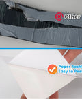Comparison of damaged tape and RV Roof Sealant Tape 4 Inch By 50 Foot White Weatherproof Self Adhering Repair Tape with easy-peel backing.