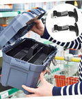Stainless Steel T-Handle Draw Latch Set With Rubber Grip, Heavy Duty Toolbox And Cooler Latches in use on a toolbox.