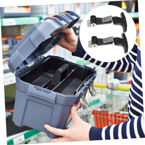 Stainless Steel T-Handle Draw Latch Set With Rubber Grip, Heavy Duty Toolbox And Cooler Latches in use on a toolbox.