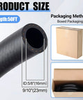 Cross-section of 5/8 Inch ID Heater Hose, 50 Foot EPDM Rubber Black Hose, 85 PSI Working Pressure with box packaging