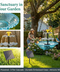 Solar Cascade Hanging Bird Bath Fountain With 3 Layer Design For Outdoor Gardens And Ponds 6 Nozzles And 10 Ft Cord Solar Powered Pump