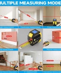4 In 1 Laser Tape Measure All In One With 131Ft Laser Distance Meter 16Ft AutoLock Tape Cross Line Laser Level Pro Grade Dual Axis Electronic Angle LCD Display Built For DIY And Construction Projects multiple measuring modes