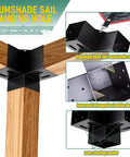 4x4 Pergola Brackets 3 Way Corner Extension Kit for Woodworking DIY Pergola Gazebo Hardware, shown installed on wood posts.