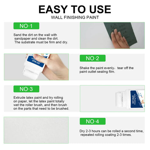 Instructions for Roll On Spackle Wall Repair Kit With Portable Drywall Tool And Small Roller Brush For Quick Fixes.