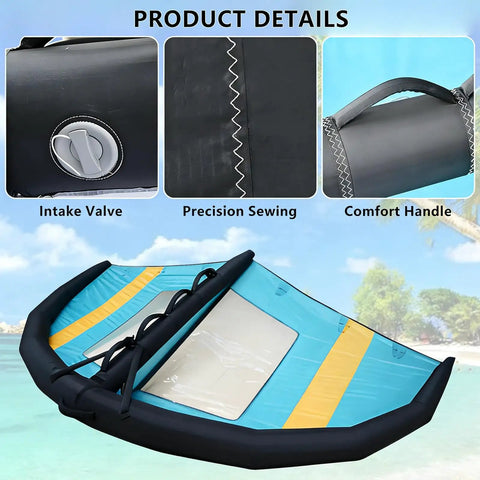 Inflatable Wind Foil Wing For Wingfoiling And Hydrofoil Boards With Handheld Sail And Repair Kit Ultra Lightweight Build, product details view