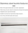 12 Inch Belt Lacing Fastener For Conveyor Belts Stainless Steel Spike Fastener Light Duty Splice Kit Fits Belts From One Sixteenth To Three Thirty Seconds Inch Durable Workhorse Kit 4 Pack With Two Hinge Pins shown with features list.