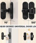 Heavy Duty Zinc Alloy Barn Door Lock With 90 And 180 Degree Latch Thickened 6mm Panel Anti Rust Finish Sliding Door Lock Hardware For Bathroom Cabinets Garden Gates Built Tough Security Gate Latch visible in installed view showing functionality and finish.