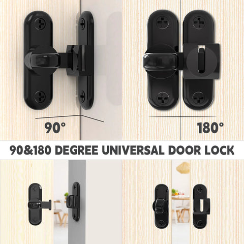Heavy Duty Zinc Alloy Barn Door Lock With 90 And 180 Degree Latch Thickened 6mm Panel Anti Rust Finish Sliding Door Lock Hardware For Bathroom Cabinets Garden Gates Built Tough Security Gate Latch visible in installed view showing functionality and finish.